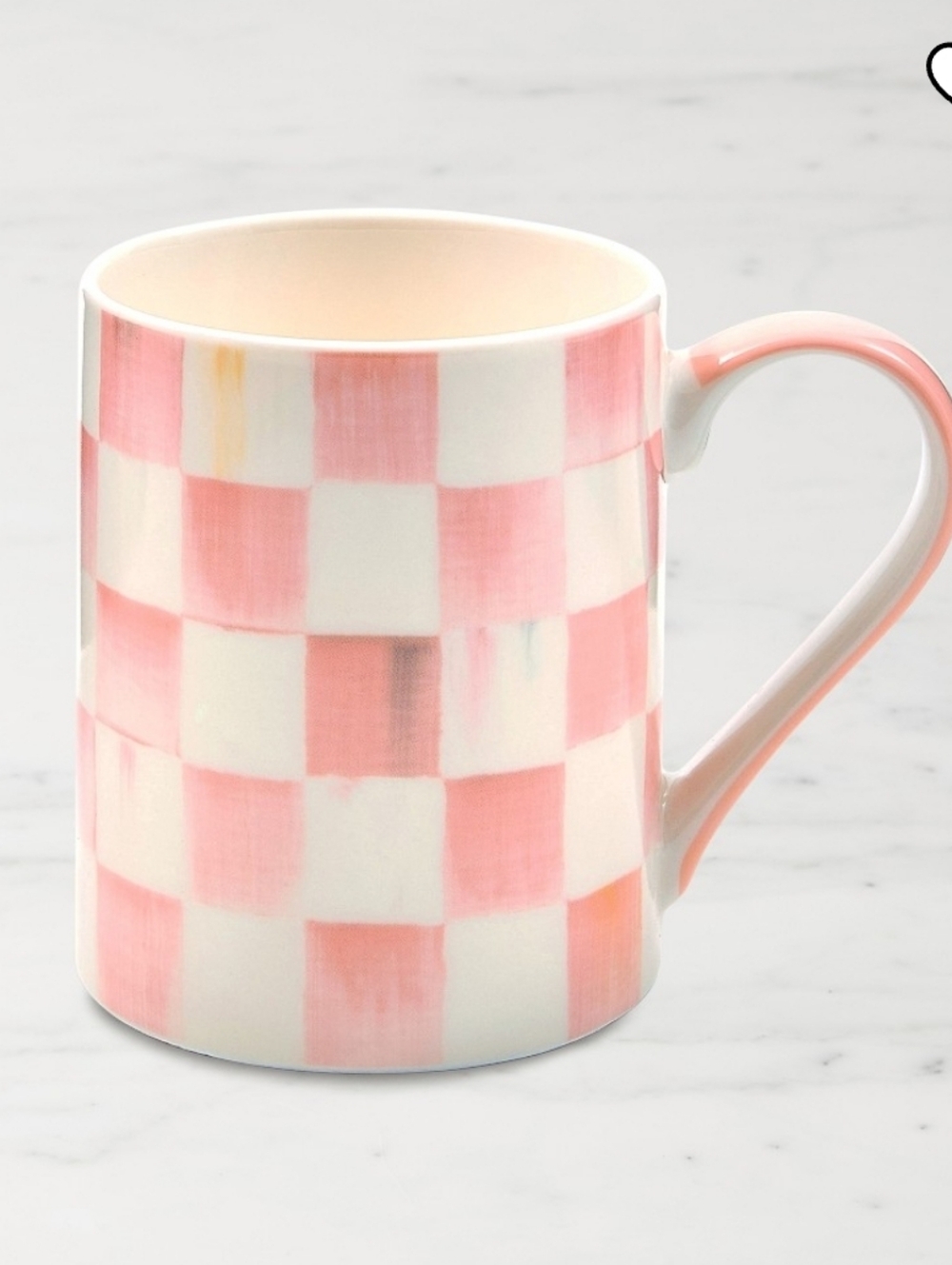 NWT Mackenzie- Childs Rosy Check Pink Check Porcelain Mug ■ New in Box